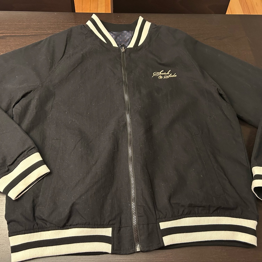 New Scotch & Soda Reversible Bomber Jacket Black Blue Men's Size Medium